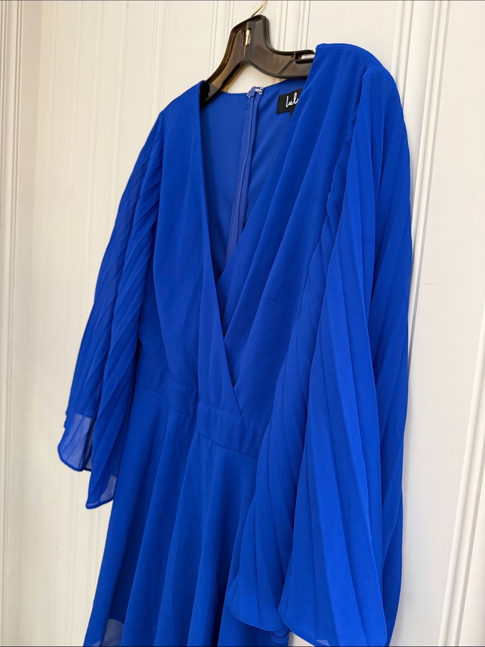 Lulu's Royal Blue Long Sleeve Wrap Dress - Picture 3 of 5